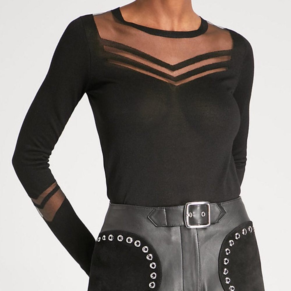 Maje Tibi Semi-sheer Knit Top